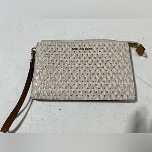 White Michael Kors large wristlet